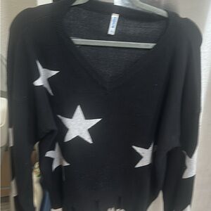 Black Star Patterned Women's Sweater